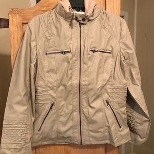 Khaki jacket with hood